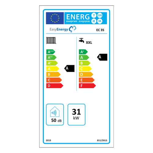 Etichetta energetica Caldaia a condensazione ECOND EC35 — Classe A, profilo XXL, 31 kW